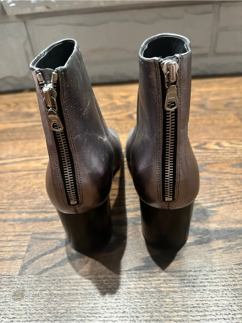 rag & bone Drea Metallic Leather Block Heel Ankle Boots in Gun Metal Size 39 - Picture 9 of 10